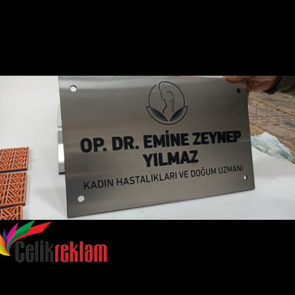 Satine Krom Kabartma Harfli Ofis Kapı Tabelası